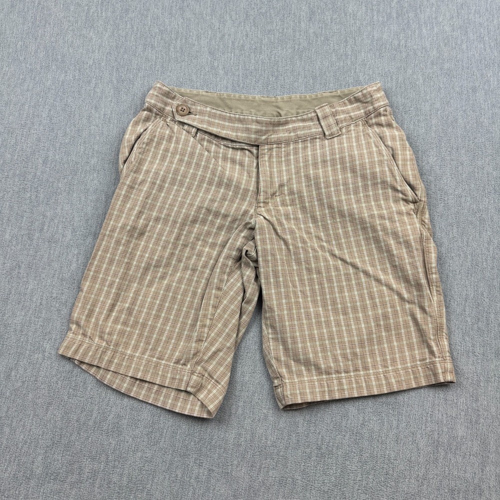 Theโ North Face Shorts Womens 4 Beige Khaki Plaid Hiking Camping Outdoors AFCM